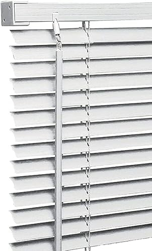 Ruby Deals PVC Venetian Blind Blinds Window (White 165W x 213H cm) | 25mm Thin Slats Kitchen Window Blinds Treatments Easy Fit Curtains Trimmable Fittings Home Office