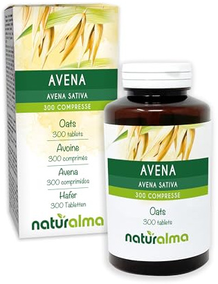 Hafer (Avena sativa) Spitzen Naturalma - 150 g - 300 Tabletten - Nahrungsergänzungsmittel - Natürlich und Vegan