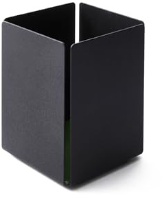 Eglooh - Dafne - Schreibtisch Stiftehalter mit Struktur aus schwarzem Stahl - Innerer Boden aus echtem Leder Grün - Quadratisches Design cm 7,2 x 7,2 x H.10 - Made in Italy
