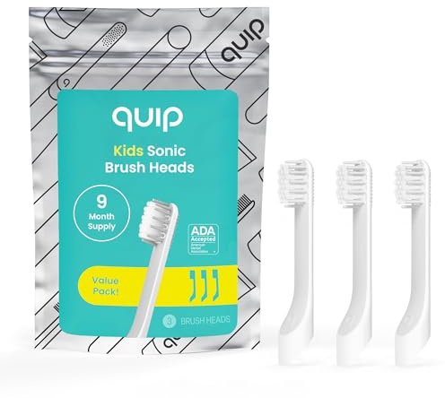 quip Sonic Toothbrush Replacement Heads for Kids - 3 Pack - Verified quip Small Brush Head Refills for Electric Toothbrushes - Soft Bristles, Compact & Flexible - Last 3 Months Each