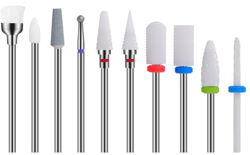 10 Stück Keramik Nagelfräser Bits, 3/32 Inch Diamond Cuticle Keramik Bits Für Nagelfräser, Ceramic Acrylic Gel Nagelfräser Bits, Acrylic Nail Drill Bit