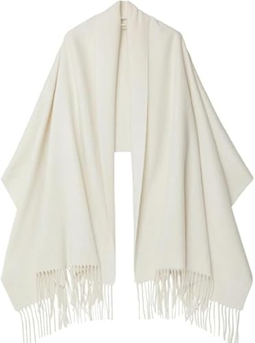 PFLife Bufanda de Cachemira Femenina 80'' x 27'' Bufanda de Regalo Femenina Pashmina Chal Suave y Cálida en Invierno Envuelta (A-Blanco)