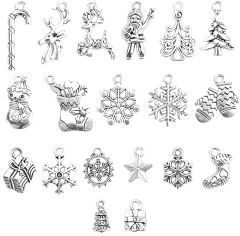 Fadcaer Weihnachts-Anhänger im tibetischen Stil, 95 Stück, Antiksilber, DIY-Halskette, Armband, Ohrringe, Schlüsselanhänger, Weihnachts- und Geburtstagsgeschenke