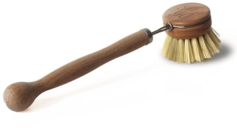 Murchison-Hume Compostable Dish Brush with Wooden Handle, Replaceable Scrubber Head, No Plastic Parts, All-Natural Materials Scrubbing Tool for Cleaning Pans, Pots, and Kitchen Sink, 8.3 inches