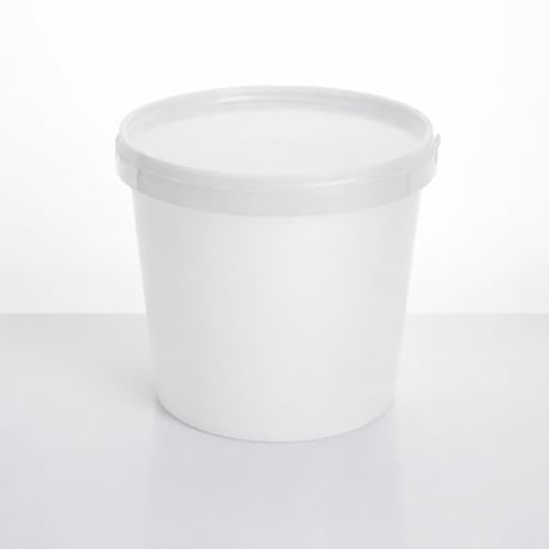Pack of 10 CateringBase 1 Litre Round Ice Cream Containers with Lids – Reusable Plastic Food Storage Tubs, Soup Pots, Freezer & Microwave Safe – 133mm Diameter x 115mm Height