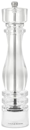Cole & Mason London Acrylic Pepper Mill, 30cm Pepper Grinder with Adjustable Grind Precision+ Carbon Mechanism, Seasoning Mill, Lifetime Mechanism Guarantee