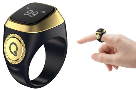 Hitopin Tasbih Zähler Smart Ring,Digital Electronic Smart Ring Counter,Intelligenter Tasbih-Ring Zähler,Muslimischer Tasbeeh Smart Counter,Islamischer Ring Counter,Tasbeeh Smart Zähler (Schwarz,18mm)