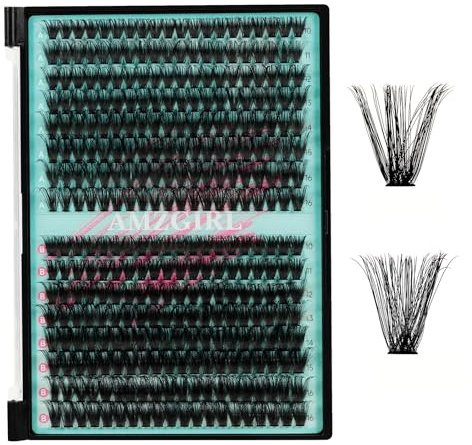 Individuelle Wimpern Extensions 320Pcs 60D 80D Cluster Lashes D Curl Lash Cluster Wispy Einzeln Wimpern für DIY Cluster Wimpernverlängerung zu Hause für Anfänger (10-16mm)