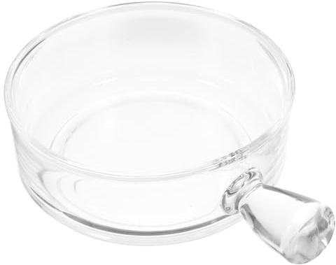 Amosfun Glass Salad Bowl with Handle 8 Inch Large Serving Bowl for Fruits Salads Desserts and Snacks Clear Glass Mixing for Casual and Formal Dining