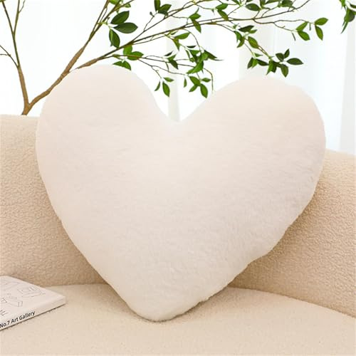 Herzkissen, Herz Kissen Kinderzimmer Decor, Kuschelkissen Kinder Herzform Dekokissen Kopfkissen Kissen Zierkissen für Mädchen & Jungen Zuhause Schlafzimmer Deko (Weißes Herz,50cm)