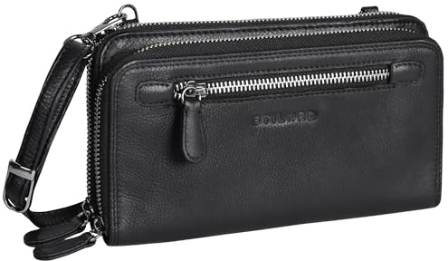 STILORD Fara Handytasche mit Geldbörse zum Umhängen Damen Leder Umhängetasche Klein Echtleder Tasche und Geldbörse Retro Portemonnaie Frauen Farbe:schwarz