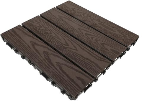 Housoutil Holzimitat-verbundbelag Terrassenfliesen Gartenfliesen Ineinandergreifende Bodenfliesen Kunststoffboden Für Außenbereich Balkonfliesen Terrassenbodenplatten Robuste