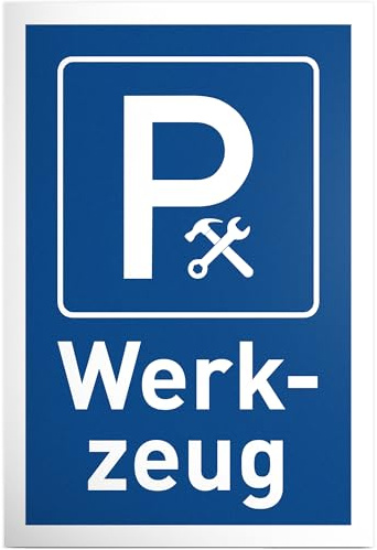 DankeDir! Parkplatz Werkzeug - 30 x 20 cm Schild Kunststoff - Lustiges Hinweisschild für Werkstatt und Garage - Geschenkidee für Handwerker und Heimwerker - Wetterfeste Deko