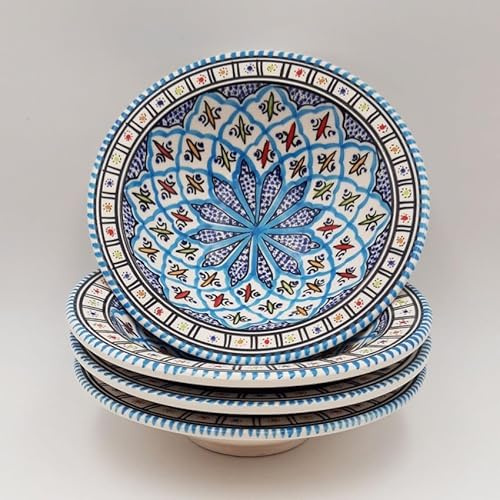 Lot de 4 assiettes creuses Tebsi Bakir turquoise - D 23 cm