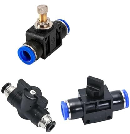 HUJWLBWF BUC HVFF SA 4 6 8 10 12 14mm OD Tube Push to Pneumatic Fitting Hand Turn Switch Manual Current-limiting Ball Valve(BUC 12mm)