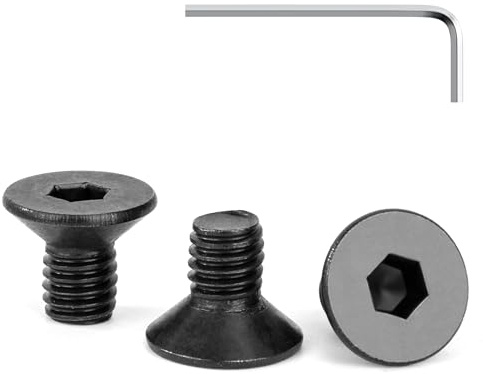 Tunejoy Viti a Testa Svasata M6 x 10 mm Nero Vite a Brugola Bulloni in Acciaio Inox A2 V2A Viti a Testa Piatta Norma DIN 7991 con Chiavi a Esagono Filettatura Completa 30 pezzi