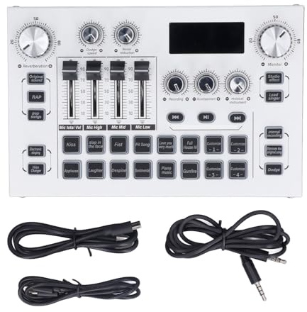 Digitaler Soundmixer, USB-Soundschnittstellen-Soundkarte, Dual-Core-Digitalchip, Höhen und Bässe Einstellbar, Leicht und Kompakt, Hochwertiges Metallmaterial, für, Karaoke,