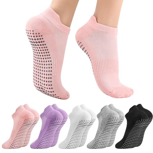 Utensilsto 5 Paar Yoga Socken Damen Antirutschsocken 37-40 | Stoppersocken Pilates Socken Für Damen Pilates, Yoga, Barre, Tanz, Fitness
