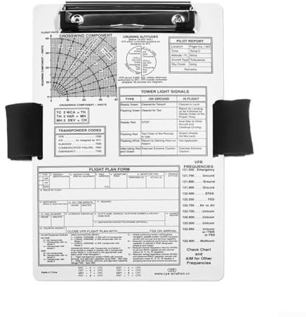 Honseadek Pilot Knee Board Bloc-notes aviation en aluminium avec bande élastique et clip en métal, pour maintenir des documents en toute sécurité IFR VFR VFR Outil d'enregistrement de données de vol