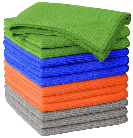 True Face Microfibre Cloth 12 Pack All-Purpose Cleaning Cloths for Cars, House, Kitchen, Windows, Soft & Absorbent Lint Free Streak 30x30 CM Multi-Colour