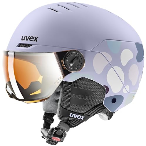 uvex rocket jr visor - casco da sci robusto per bambini - categoria di filtro 2 - aerazione ottimizzata - cool lavender abstract matt - 54-58 cm