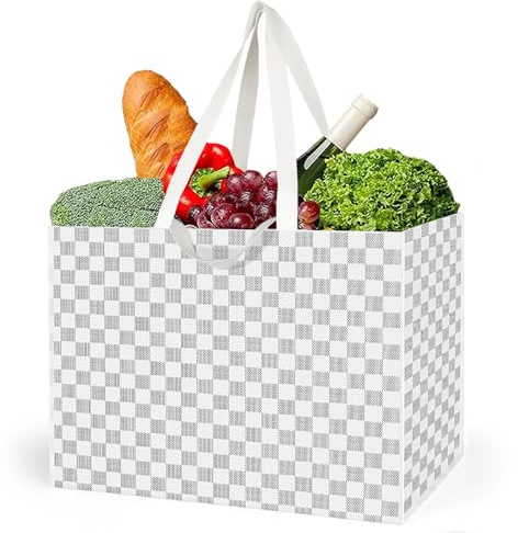 Linkidea Sac fourre-tout extra large, réutilisable de grande capacité avec poignées, sacs de courses utilitaires pliables pour le rangement, les pique-niques, la plage, multicolore