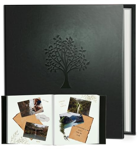 Large Photo Album Self Adhesive Scrapbook Album for 5x3 6x4 7x5 10x8 Pictures,40 Pages Leather Cover DIY Photo Book,Ideal Gifts for Family Travel Wedding Baby