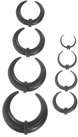 Homoyoyo 8 Stück Schwarze Acryl Ohrdehnungsstecker in U-form mit 1,6-10mm Größe für Party und Bankett Modisch und Einfach zu Kombinieren