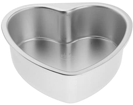 PawwJoy Heart Cake Tins Anodized Aluminum Baking Pan Mould with Removable Bottom Small Shaped Cake Pan for Pie Cakes Pudding Silver 7inch- 7inch Sliver