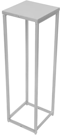 Support de fleurs en métal de 80 cm de haut - Colonne de sol argentée pour salon, café et décoration d'hôtel, vase de support pour plantes, design moderne (80 x 24 x 24 cm)