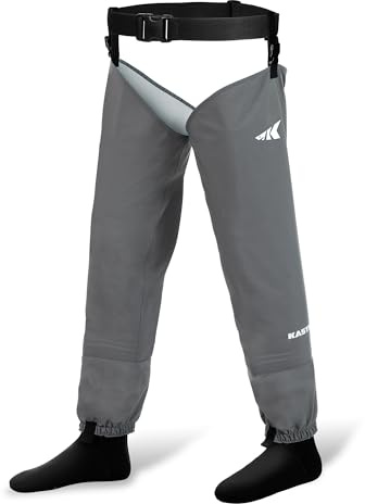 KastKing RiverWalker Hip Waders for Men, Breathable Waterproof Stockingfoot Hip Waders with 4mm Neoprene Booties, Built-in Gravel Guards, Adjustable Belt, River & Fly Fishing Waders