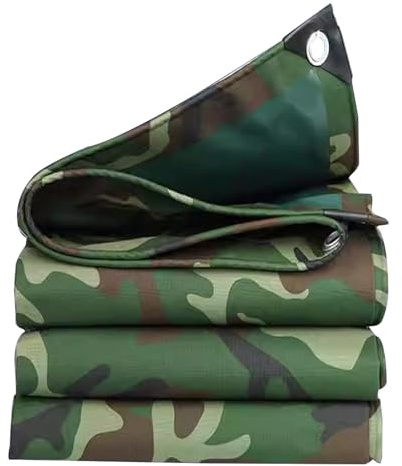 Tarpaulin Heavy Duty Camouflage Oxford Canvas Tarps Sheet for Car Garden Fishing Furniture Caravan Cover with Eyelets(5x5m)