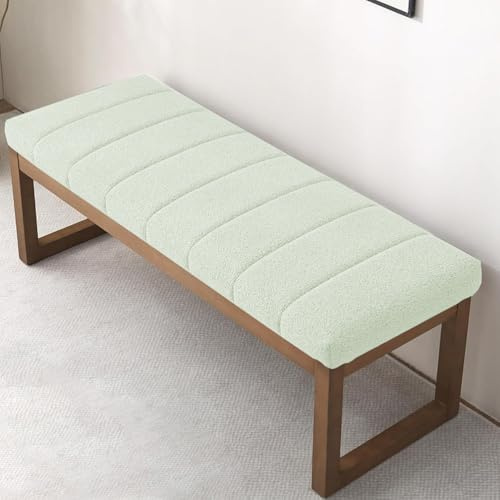 WLXFF Cojín para Asiento a Medida, Cojín para Banco Antideslizante Impermeable con Cremallera, para Columpio, Alféizar de Ventana,Off White,130x55cm