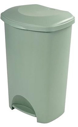 Addis 50 Litre Pedal Bin – Durable Plastic Kitchen Rubbish Bin with Easy Foot Pedal, Soft-Close Lid & Large Capacity – Willow Green