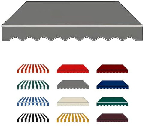 Telo di ricambio per tende da sole Retrattile,Tessuto Di Ricambio Per Tende Da Sole Balcone,300x250/400x350/500x350cm Tendone Parasole In Tela Resistente ai Raggi UV(Grigio,340 x 250cm)