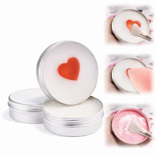 Jabón limpiador para brochas de maquillaje con alfombrilla de silicona, jabón para limpiar brochas y esponjas, fácil de aclarar, 100 g | 2 unidades