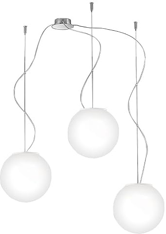 Sospensione Multipla 3 Elementi Emily Rossini Group - Vetro Satinato Bianco, 16cm x3, Attacco E14 IP20, Design Componibile ed Elegante