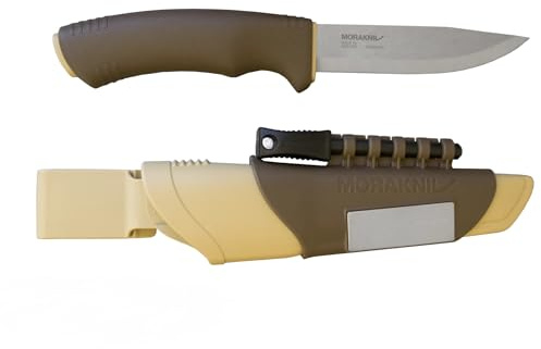 Morakniv Herr Mora Bushcraft överlevnad öken utomhuskniv med eldstartare diamantslipare och bältesskida M-13033, brun, universell