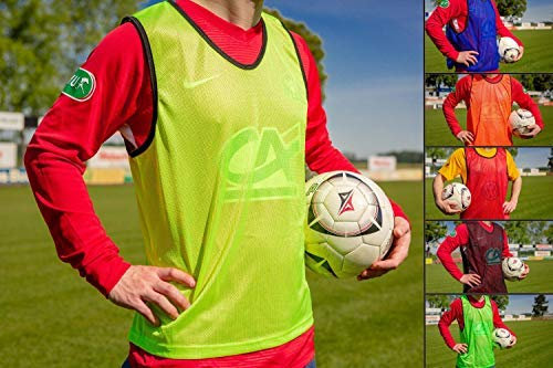 POWERSHOT Trainingsleibchen - Fußball Leibchen - Zwei Größen - 6 versch. Farben (Schwarz, M - L (Adult)) 5er-Packs