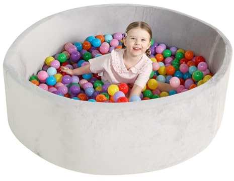 TRENDBOX Extra Large Foam Ball Pit for Toddlers, 47x14 inch Soft Baby Ball Pit with Washable Velvet Cover (Balls not Included)-Grey