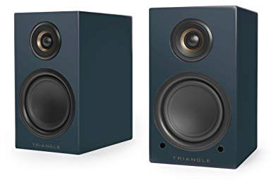 Triangle - Enceintes Actives LN01A - Enceintes Bibliothèque Bluetooth avec Amplificateur 2 x 50W - Audio HD - Entrées Phono/Platine Optique & Sortie Caisson - 165 x 291 x 225 mm – Bleu Abysse (Paire)