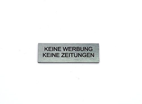 Gravurheim Briefkastenschild Türschild individuelle Gravur Name | selbstklebend - personalisiert | Kunststoff - Plastik | viele Farben und Größen (Keine Werbung Keine Zeitungen, Silber-Schwarz)