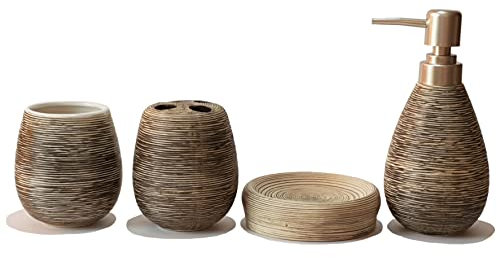 Percilun Accesorios de Baño, Set de Dispensador de Jabon, Jabonera, Dosificador. Complementos de Decoracion