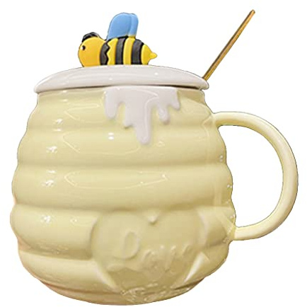 Mozacona Ceramic Mug Bee Honey Jar Relief Coffee Mug With Spoon