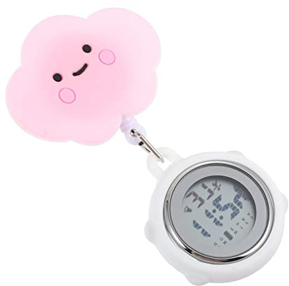 balacoo Digital Uhr Krankenschwester Uhr Wolken Taschenuhr Schwesternuhr Quarzuhr Prüfung Uhr Clip On Uhr Silikon Uhr Hängeuhr Ansteckuhr Dehnbare Pflegeuhr Fob Uhr für Pflege Arzt Student Damen