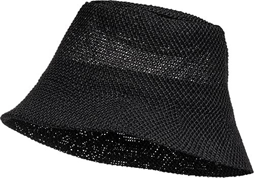 Caspar HT020 lässiger Damen Sommer Fischerhut Bucket Hat aus Toyo Stroh, Farbe:schwarz, Accessoires:One Size