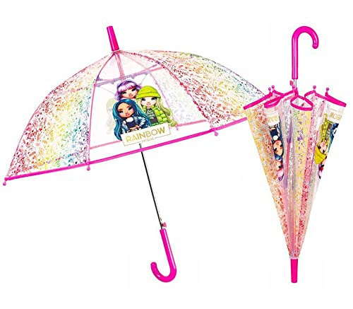 PERLETTI Regenschirm für Mädchen, 45/8, automatisch, Rainbow, PoE mit sicherer Öffnung, Gestell und Rippen aus Fiberglas Kids