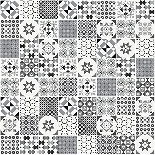ARTENS - PVC Bodenbelag - Click Vinyl-Fliesen ELIN - Vinylboden - FORTE - Zementfliesen Muster - Grau - L.61 cm x B.30,5 cm - Dicke 4 mm - 1,67 m²/ 9 Fliesen - Belastungsklasse 32