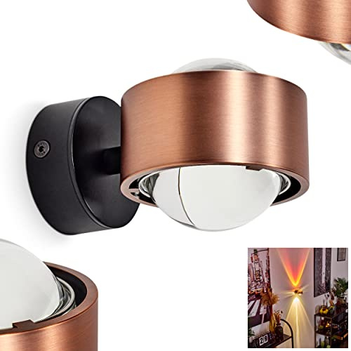 Wandleuchte Sapri, moderner Wandstrahler aus Metall/Glas in Kupferfarben/Schwarz, 1 x G9 max. 28W, Wandspot mit tollem Lichteffekt, Up&Down Leuchte, Lieferumfang: 1 x Farbfilter rot, ohne Leuchtmittel