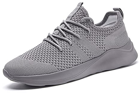 FUJEAK Scarpe da ginnastica da donna, da corsa, camminata, senza lacci, comode, per fitness, jogging, sport, attività all'aperto, in rete, casual, leggere, traspiranti, Grigio, 39 EU